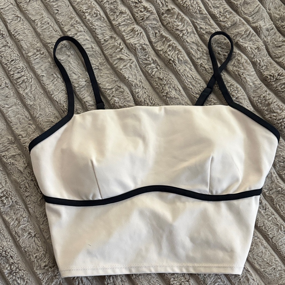 Cream and Black Strappy Crop Top